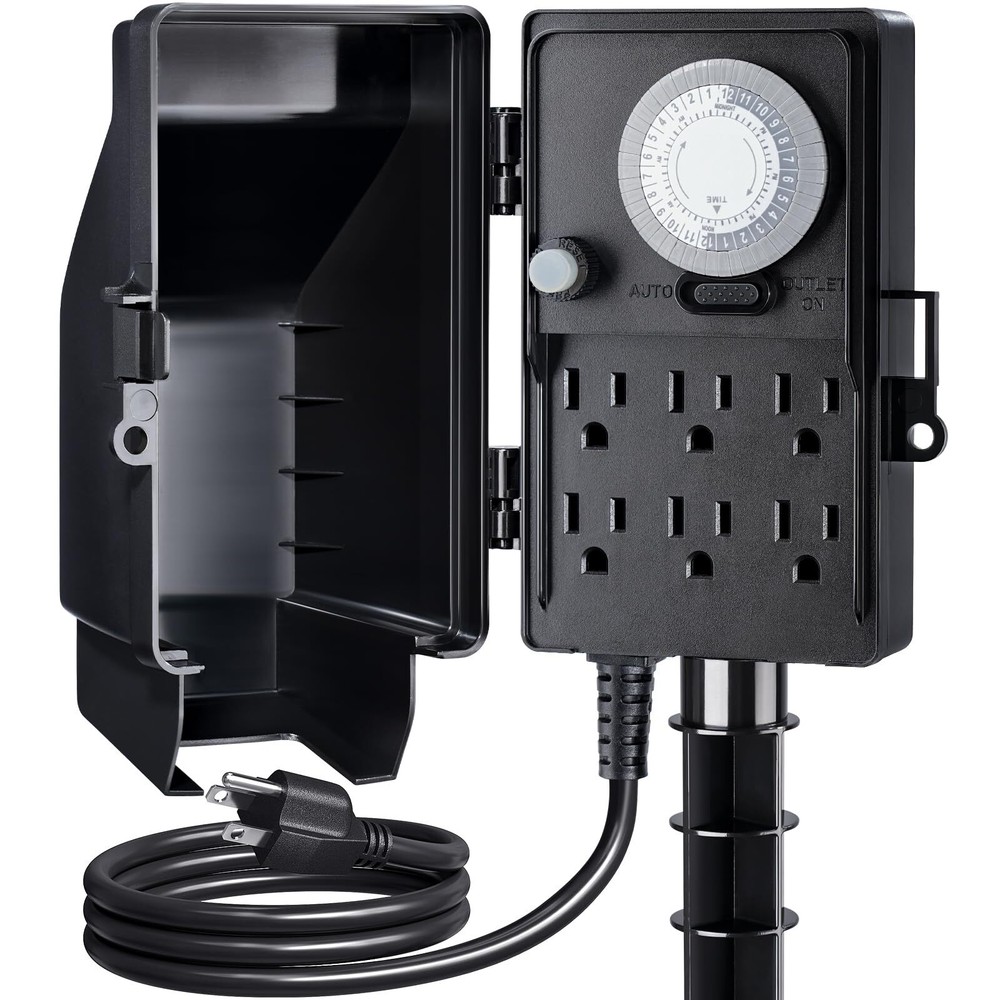 Outdoor Power Stake Timer 24hour Mechanical Light Timer Electrical Power Strip W
