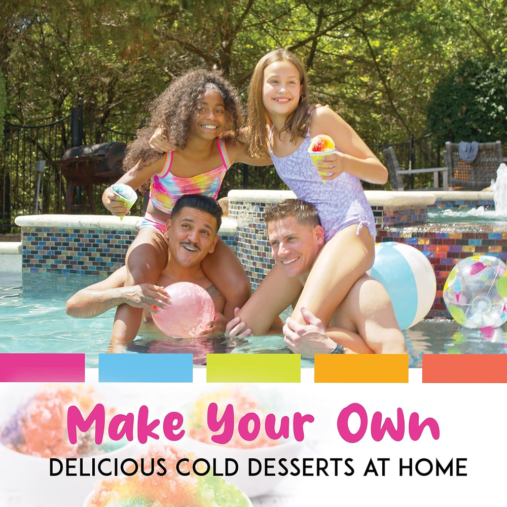 Snow Cone / Shaved Ice Machine + 2 Reusable Plastic Ice Mold Cups, Non-Slip Mat