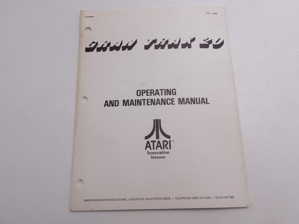 Atari-Gran Trak 20-Operating & Maintenance Manual w/Schematics-NOS