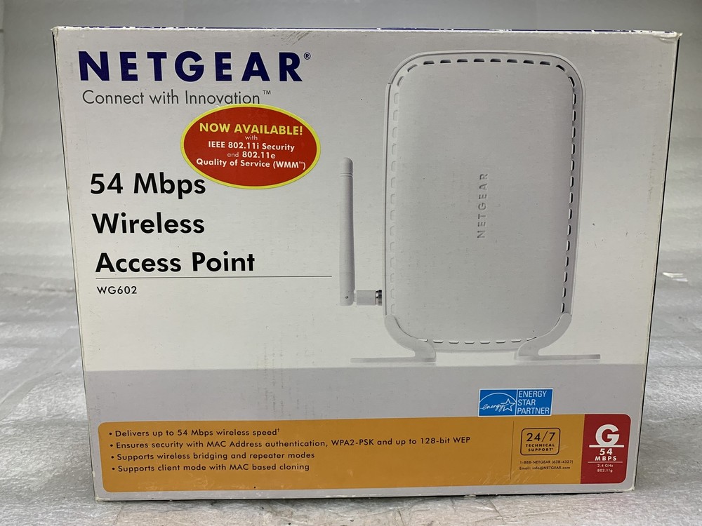 Netgear WG602 54 Mbps Wireless Access Point 100ft coverage 802.11g