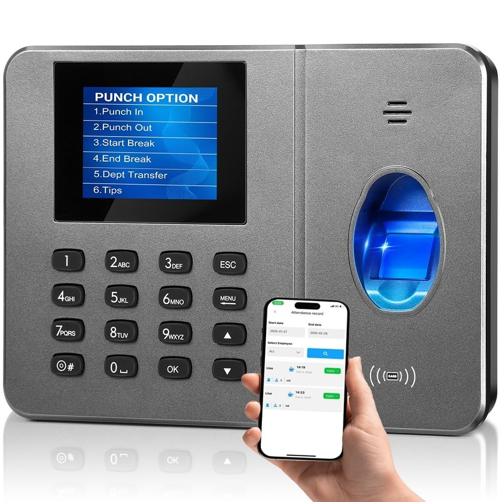 Tymelix App-Based Time Clock Fingerprint Attendance, Small Business iOS Android