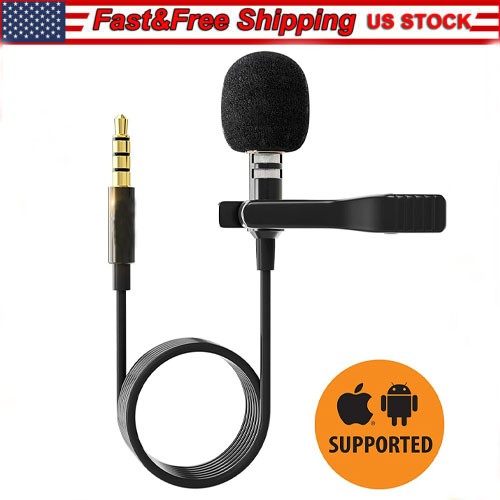Omnidirectional Lapel Lavalier Microphone Clip-on Condenser Mini Iphone Android