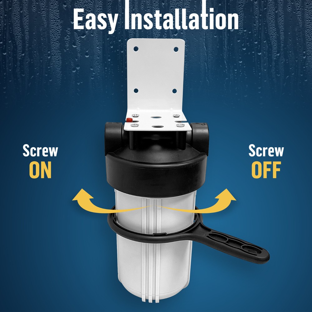 3 White High Capacity 10 x 4.5” Whole House Filter Purifier System 1” Brass Port