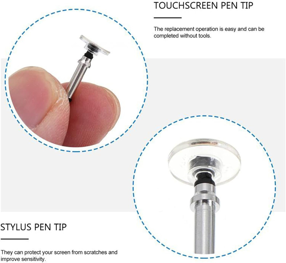 12Pcs Silver Universal Stylus Replacement Disc Tips round Shape Replaceable for