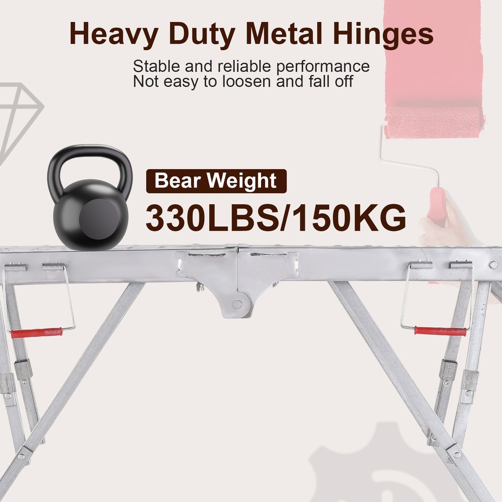 Work Platform Adjustable Height Portable Scaffolding Platform 330 lb Load