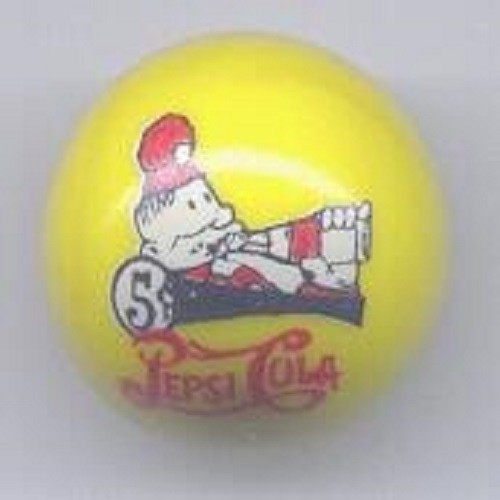 Pepsi Pete Yellow Glass 1" Logo Marble