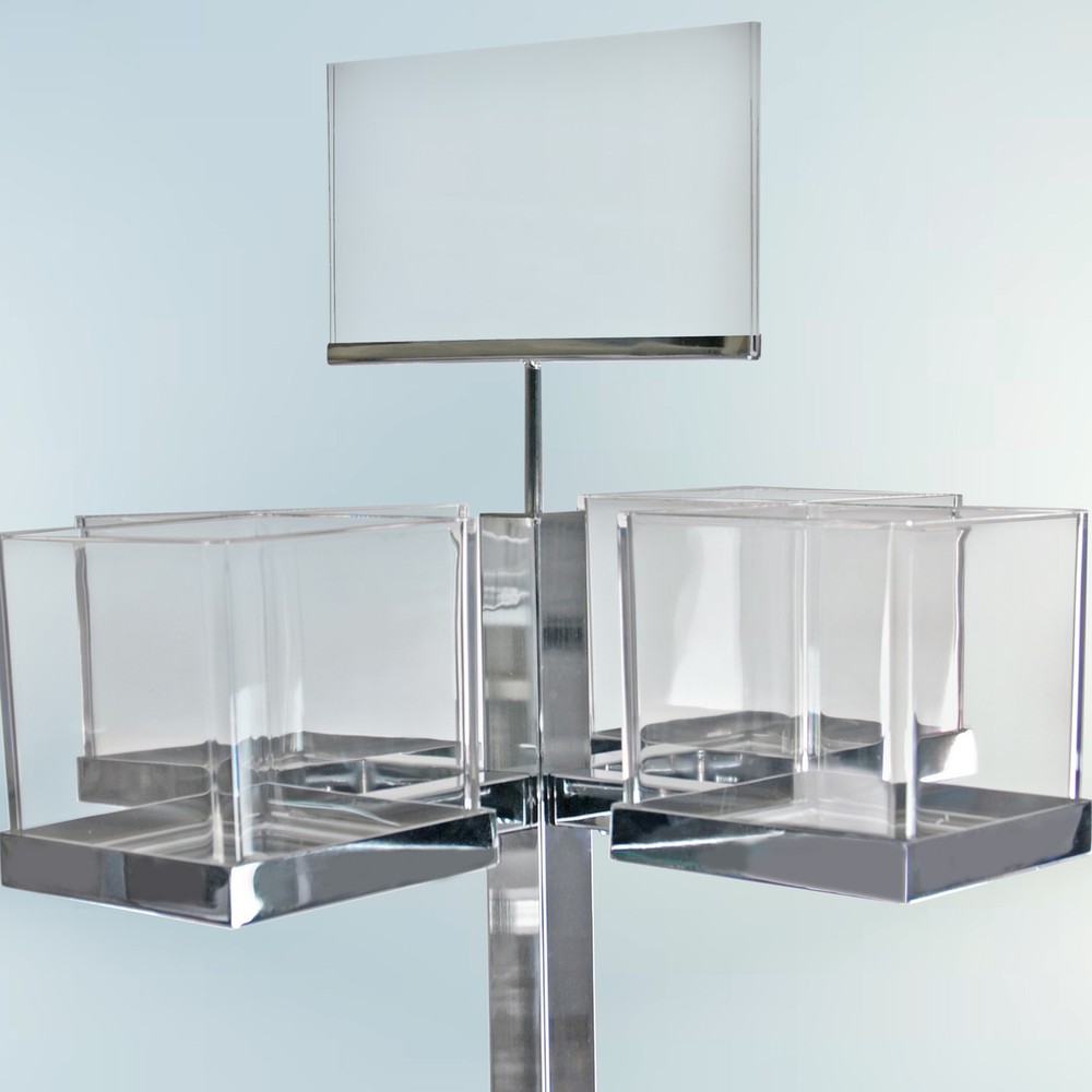 Azar Displays Chrome Arm Cube Bin Floor Tower Display