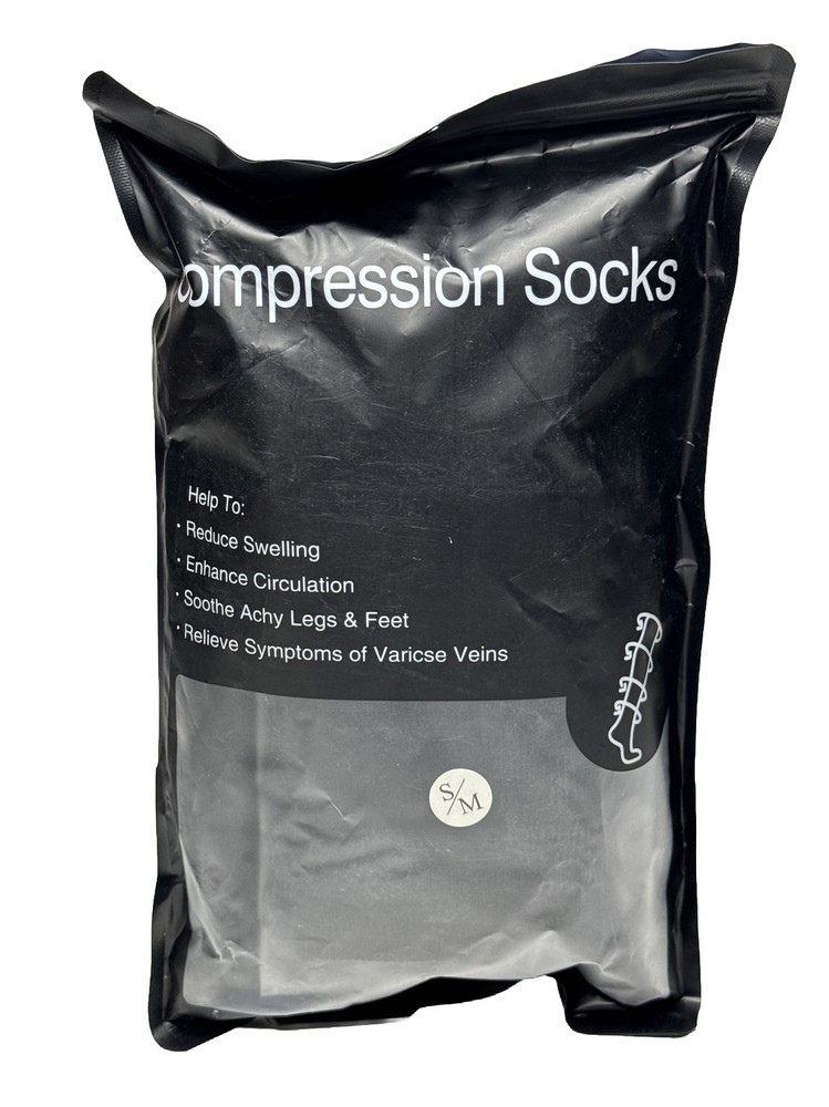 MIRACLE Socks COMPRESSION BLACK 2 Pack Unisex Size Small S/M