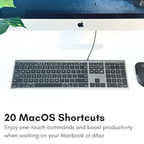 Wired Keyboard for Mac (Upgraded Dual USB A + C Plug) - USB C Space Gray
