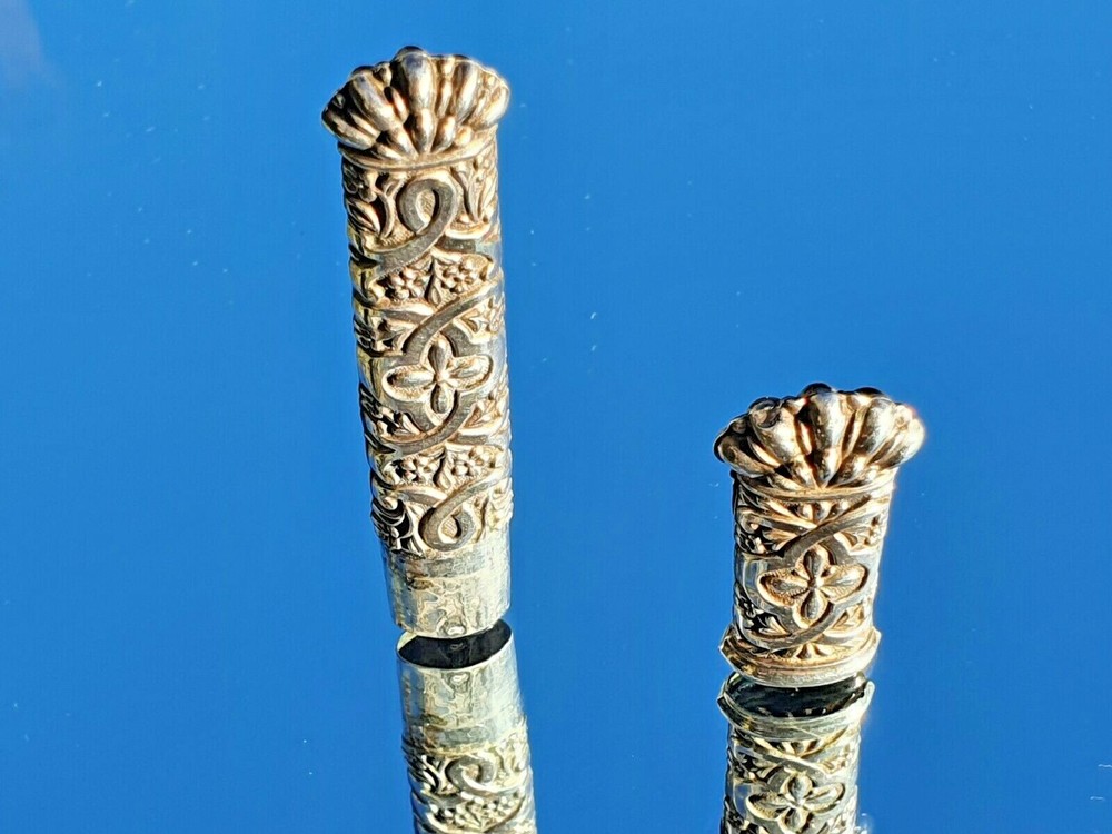 Silver Sewing Needle Case, Etui, Ornate Repousse design