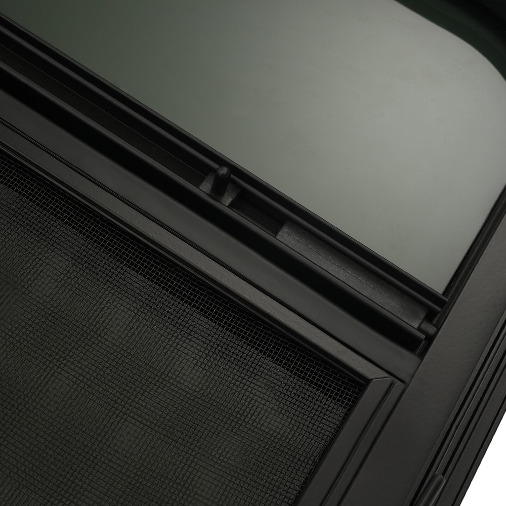 Rectangular Black RV Sliding Window Set 4 Drainages W/Mounting Trim Ring 14"*16"