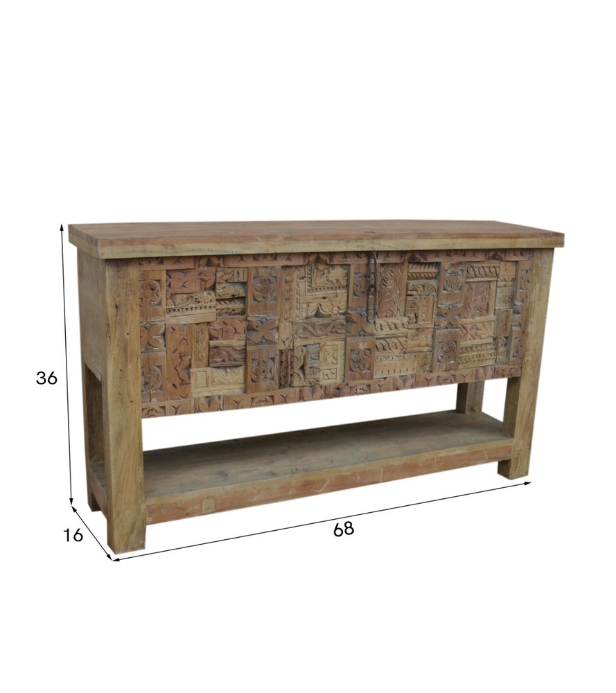 Reclaimed teak storage trunk with lower open shelf
