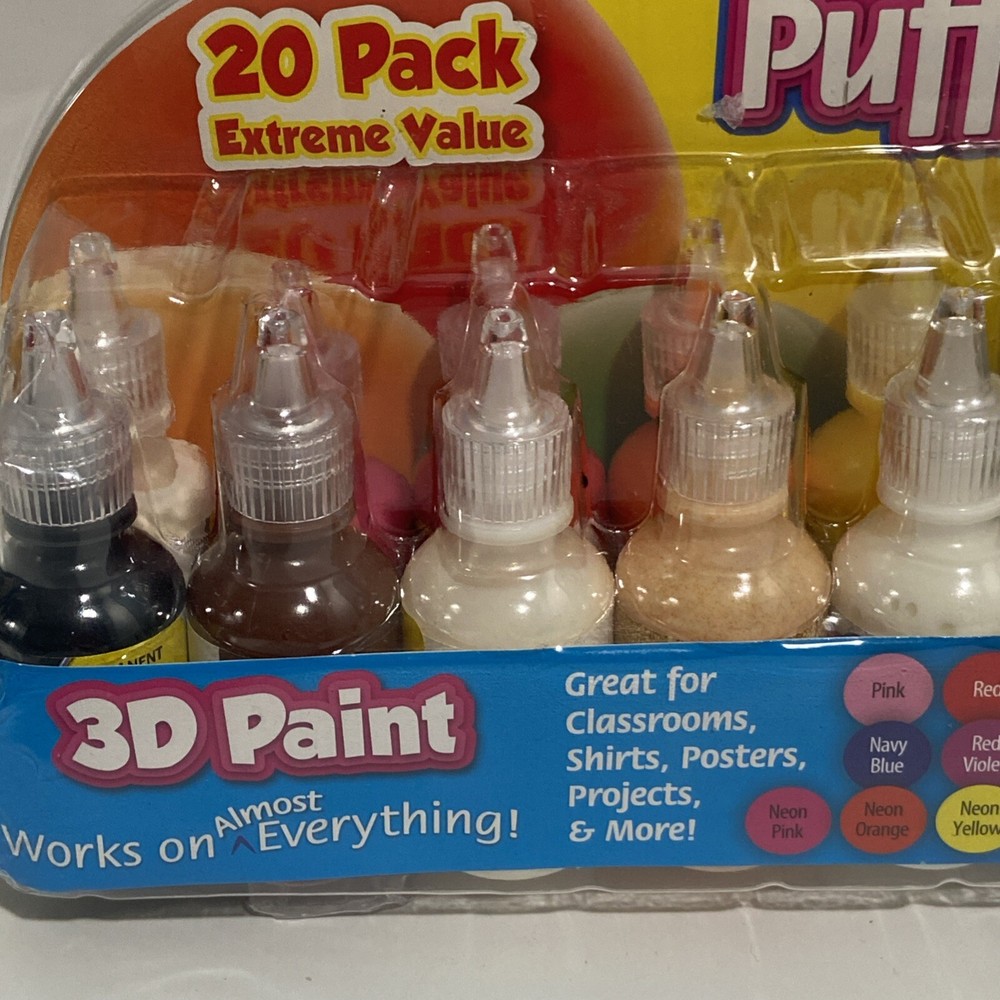 3D Puff Paints 20 Pack Works On Everything Crafting Precision Tips Art Projects