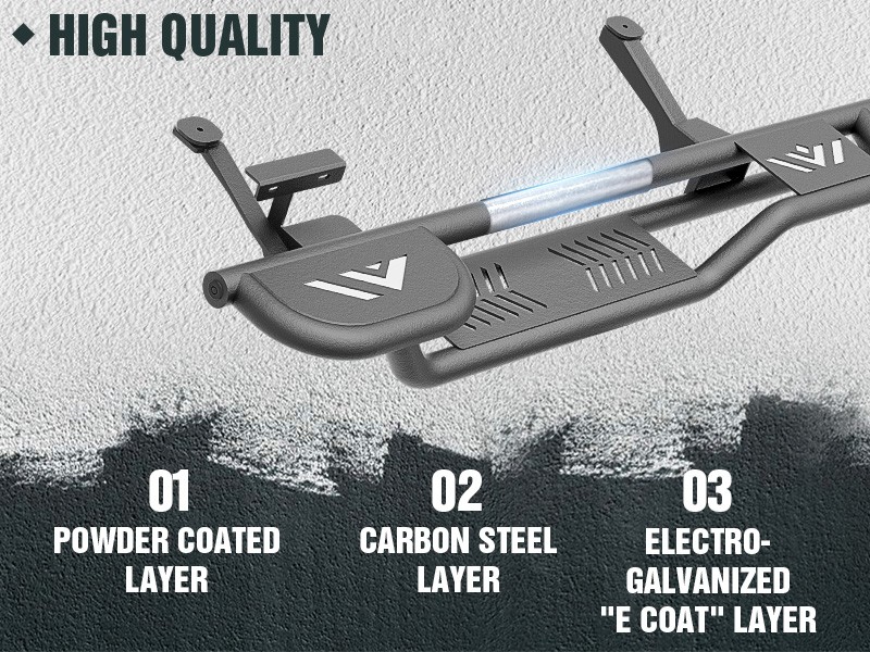 3- Raised Steps Side Running Boards For 2002-2008 Ram 1500 Double/ExtendedCab