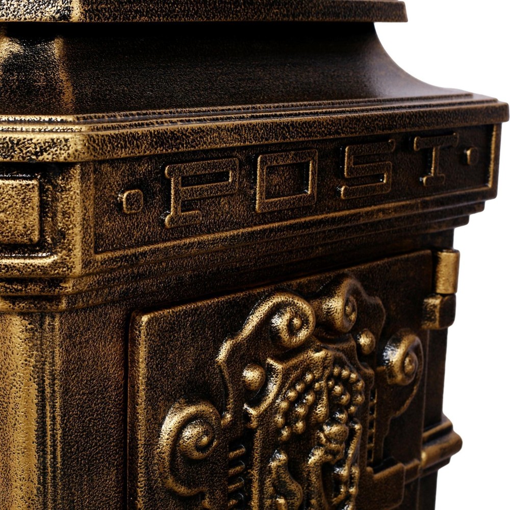Outdoor Large Mailbox Copper Statue Decorative Postbox Rainproof Parcel Storage