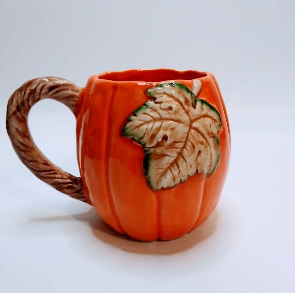 Vintage Pumpkin Ceramic Mug Planter