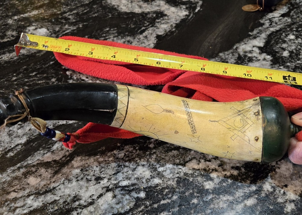 Custom Hand Scrimshawed Powder Horn
