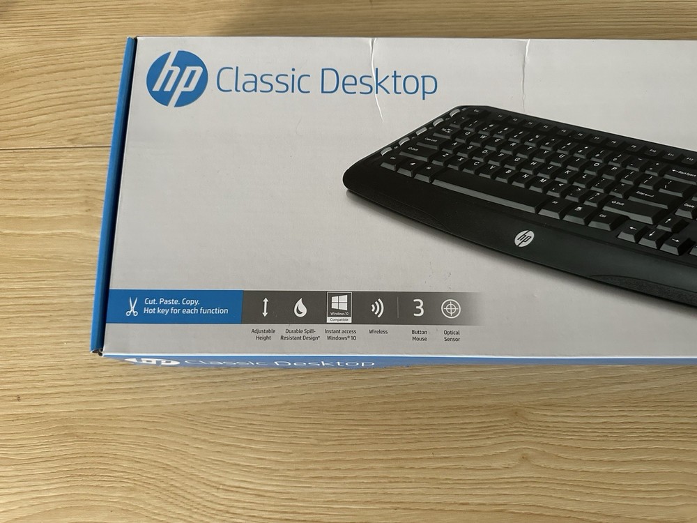 HP Classic Desktop Wireless Keyboard and Mouse Combo USB Receiver New Open Box