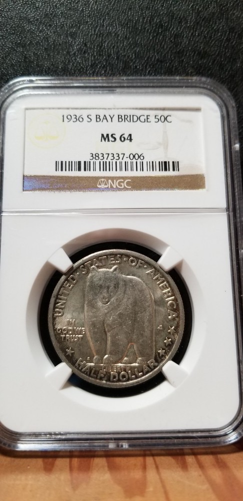1936-S Bay Bridge Commemorative Half Dollar- NGC MS64!