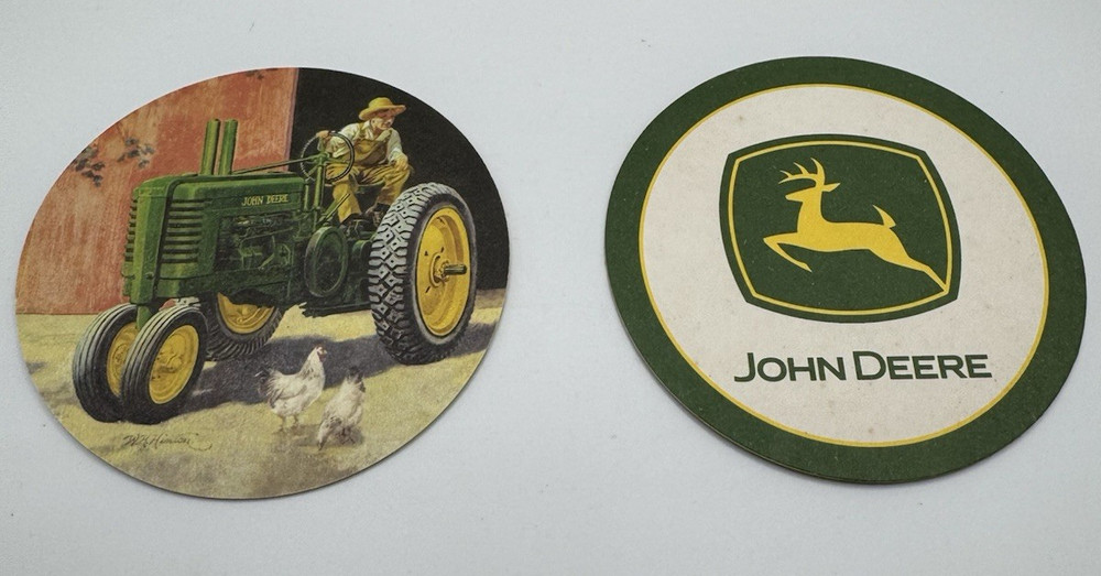 John Deere 'Nothing Runs Like A Deere' Refillable Coaster Dispenser 74 Coasters