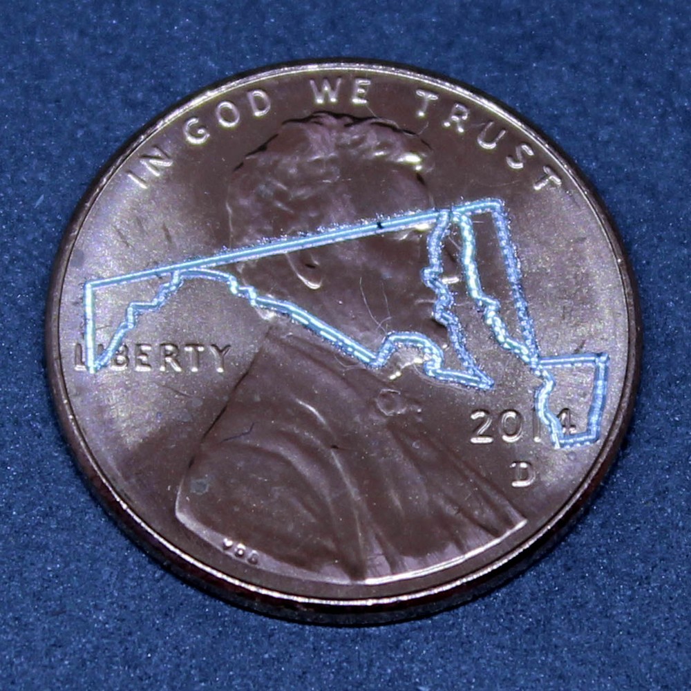 Lucky penny with Maryland engraved
