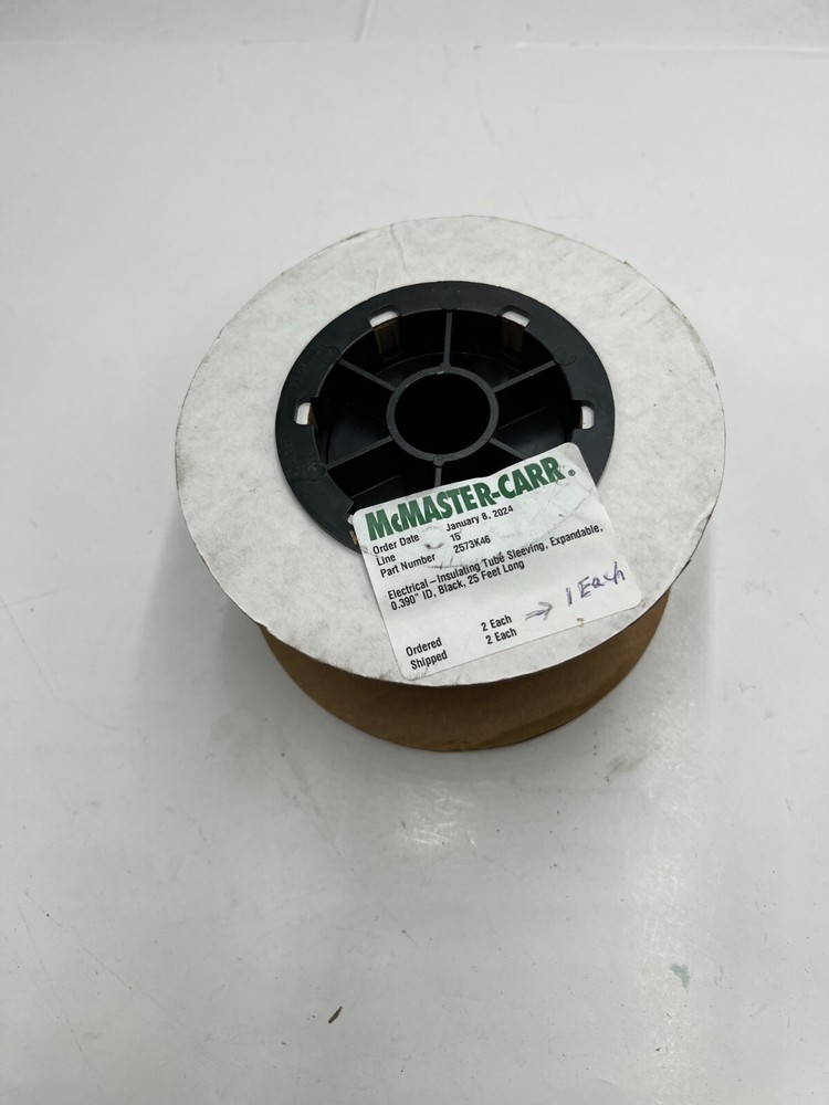 McMaster-Carr Electrical Insulating Tube Sleeving, Expandable 0.390" ID, 25 Ft