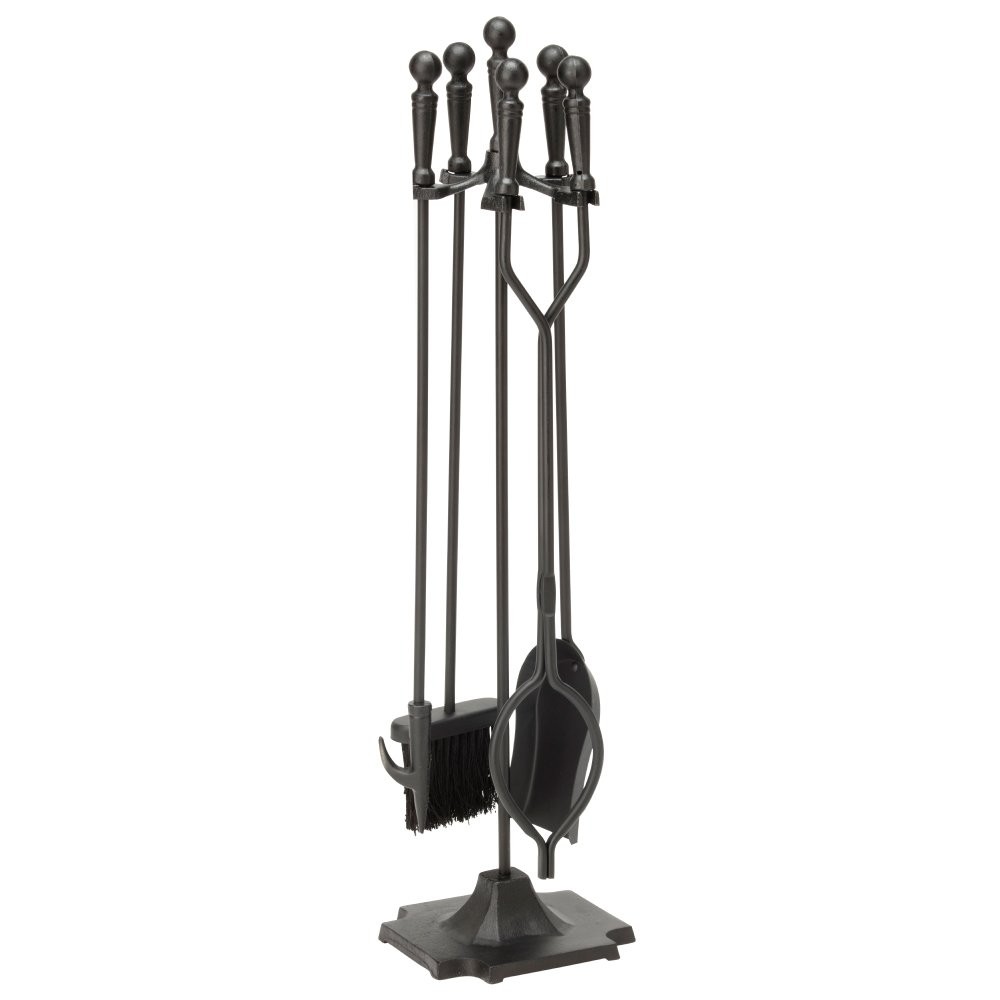 5piece Fireplace Tools Set With Ball Handles Black
