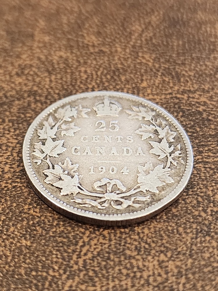 1904 Canadian 25 Cents Silver Coin