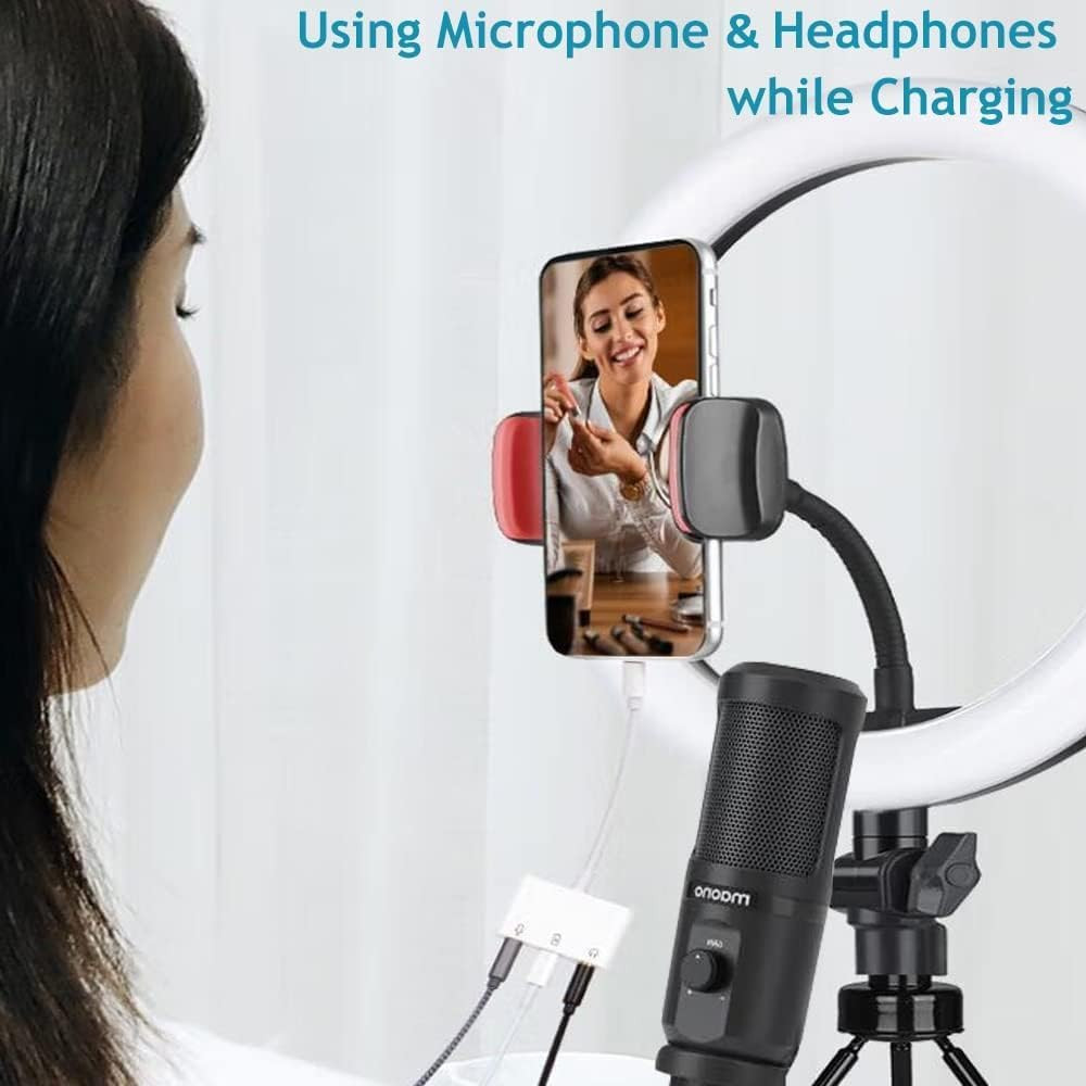 Iphone Microphone Adapter for Live-Streaming Lightening to Microphone & 3.5Mm He