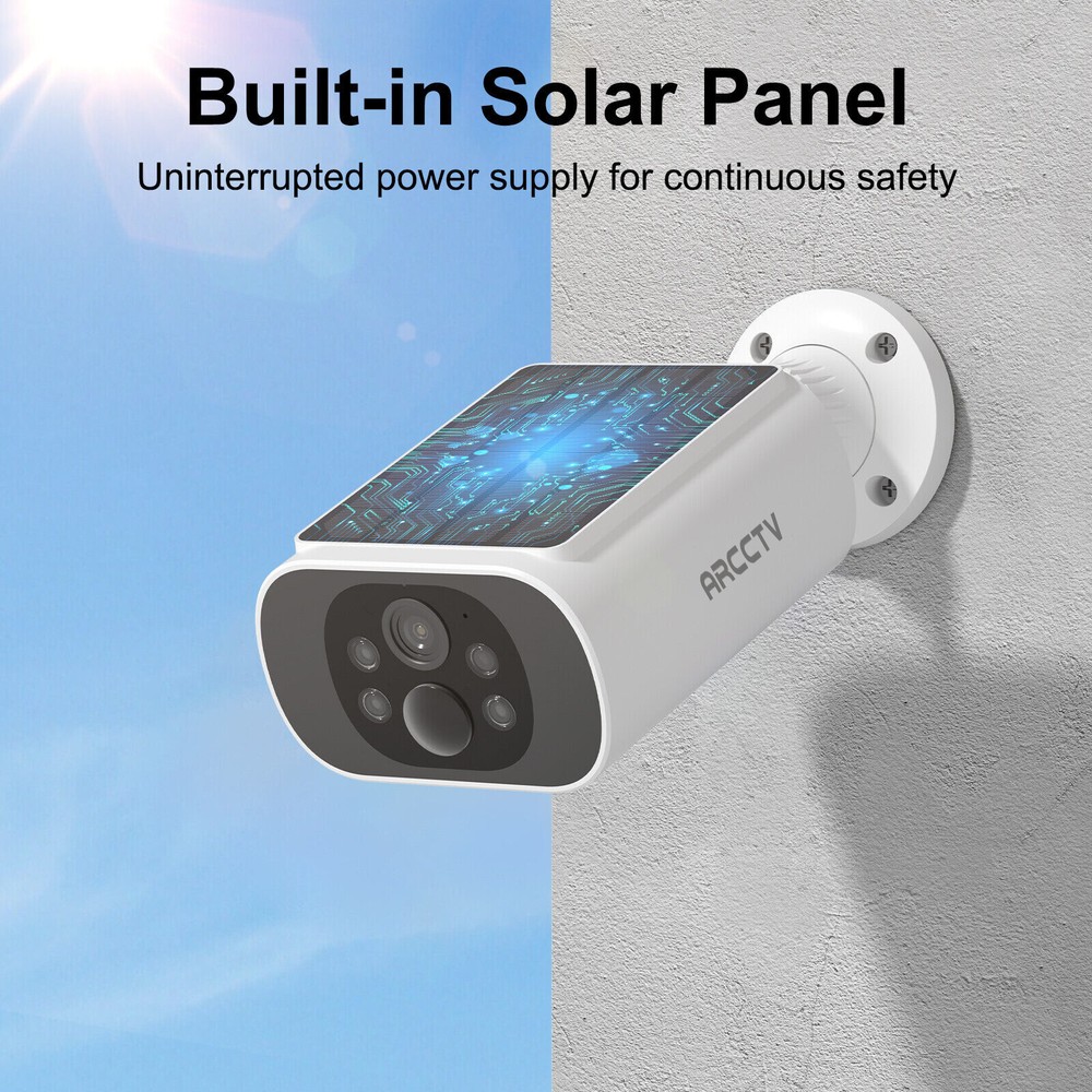 ARCCTV Wireless Security Camera System Outdoor Solar Battery Audio Night Vision