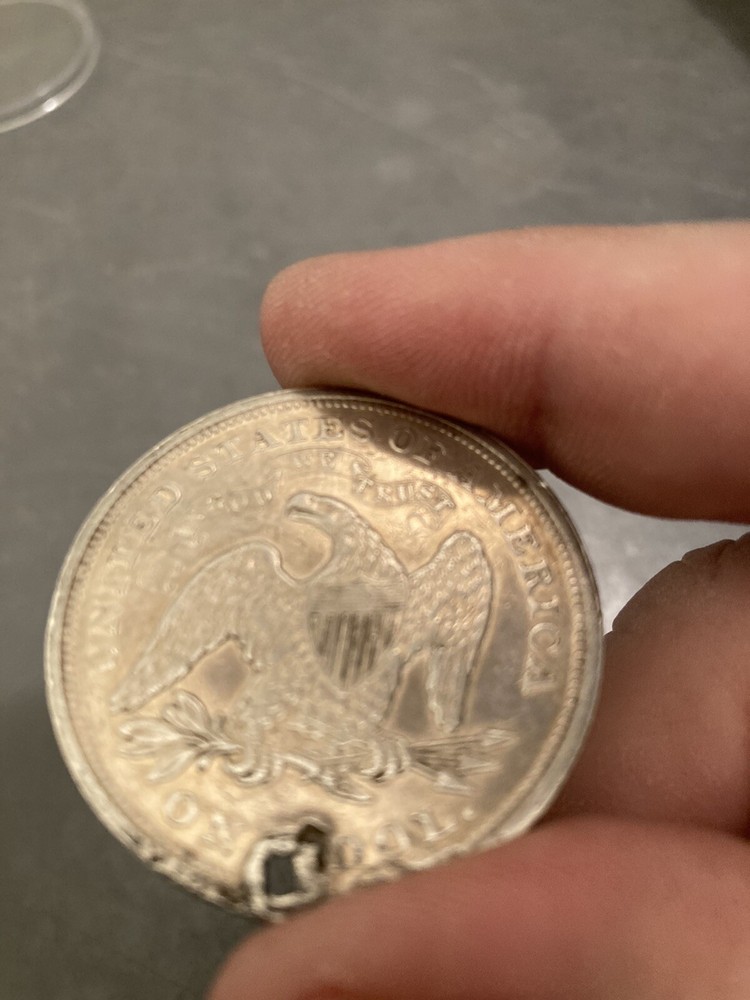 1871 Seated Liberty Silver Dollar - - Holed