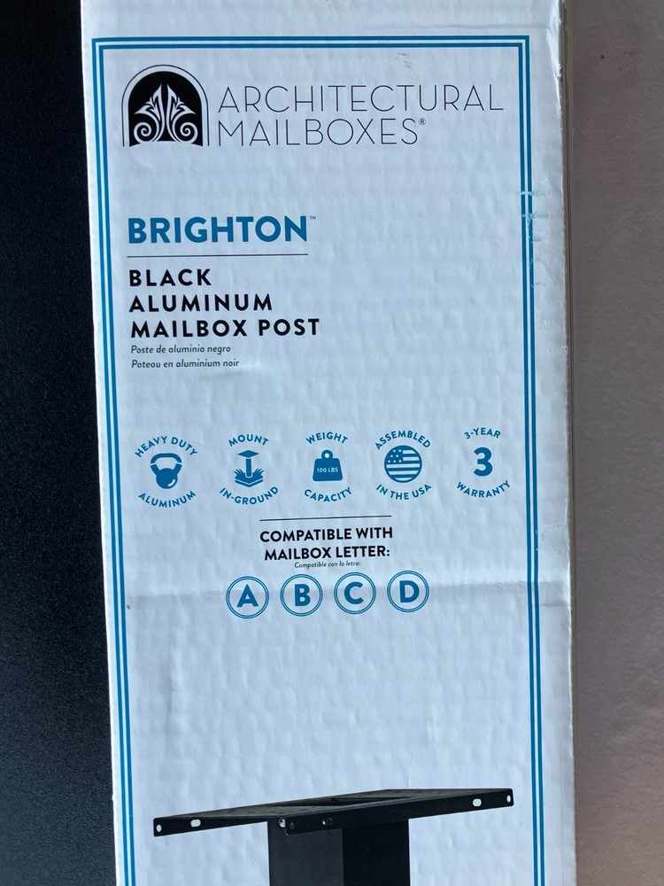 Architectural Mailboxes BP000BAM Aluminum Mailbox Post, Black, Brighton