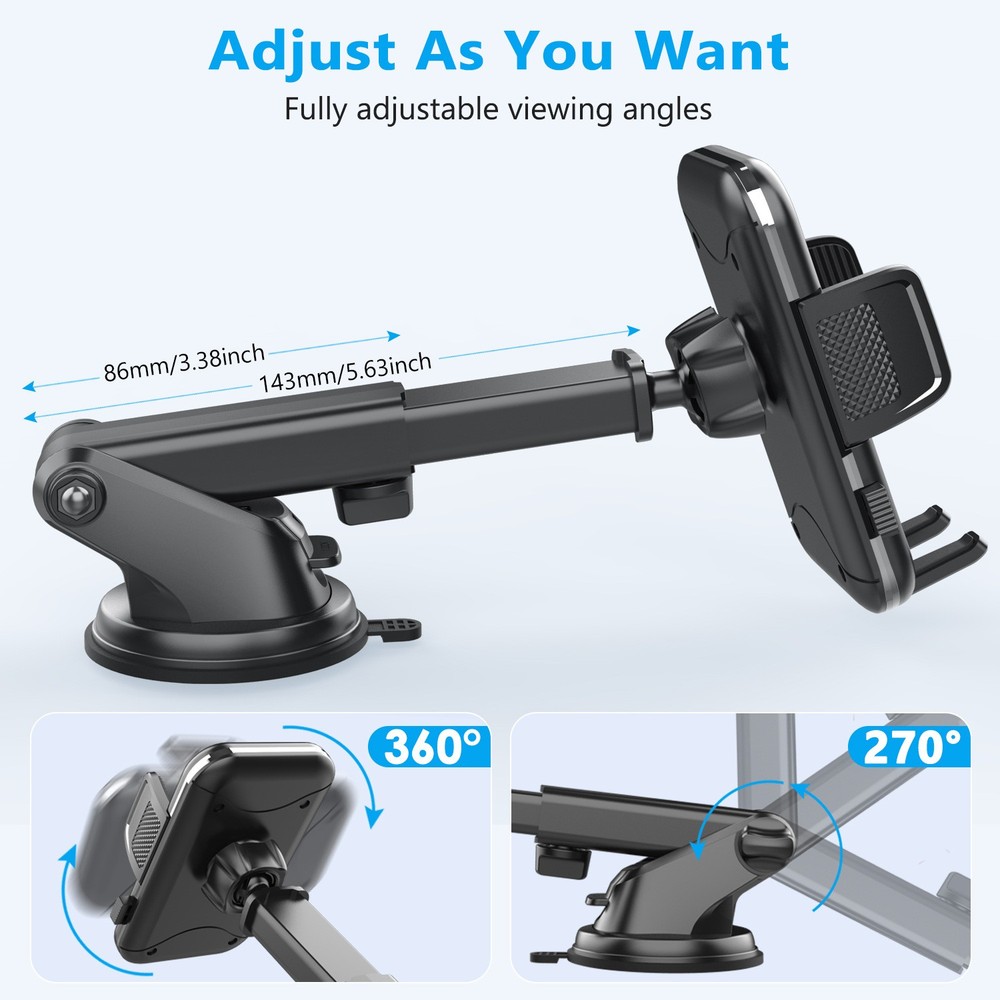 Universal 360° Dashboard &Windshield Universal Car Mount Phone Holder Adjustable