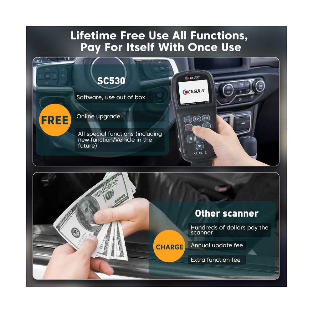 OBD2 Scanner, All System Code Reader for Dodge Chrysler Jeep Car Scanner with...