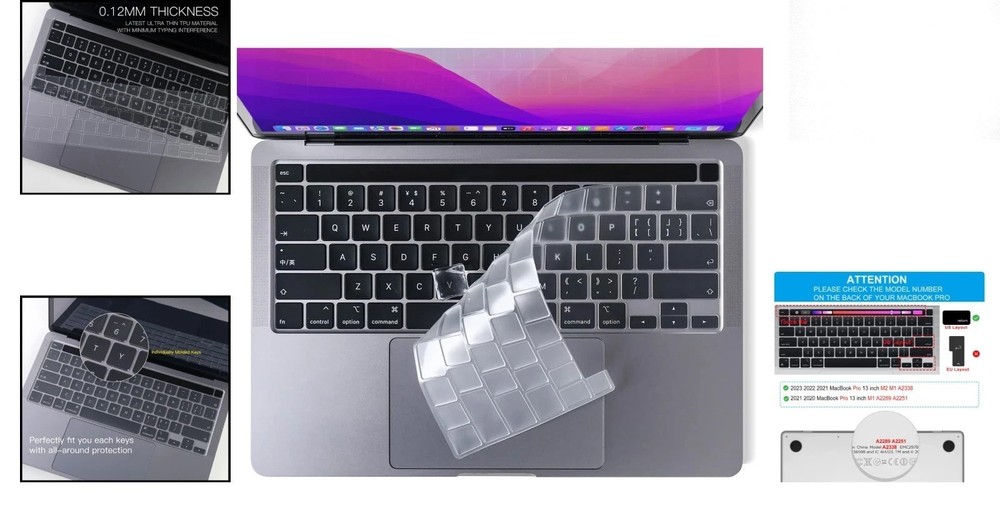 High Transparency Dustproof Keyboard Cover for MacBook Pro 13" with Touch Bar