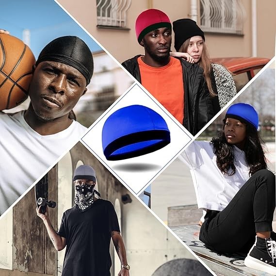 4 Pack Wave Cap Stocking Stretch Compression Long Lasting Skull Headwear