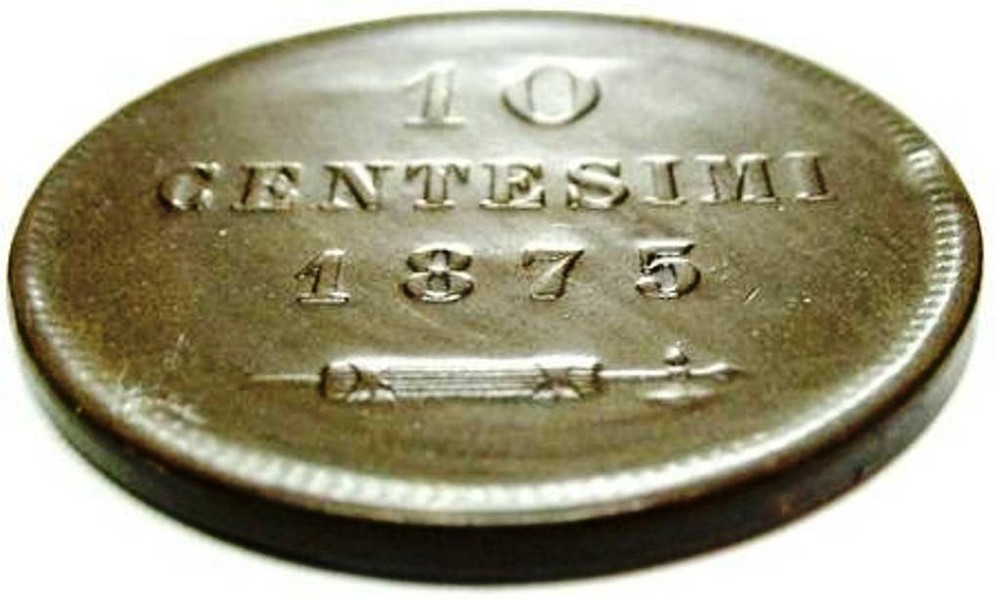 SAN MARINO-Republic, 10 Cents-1875