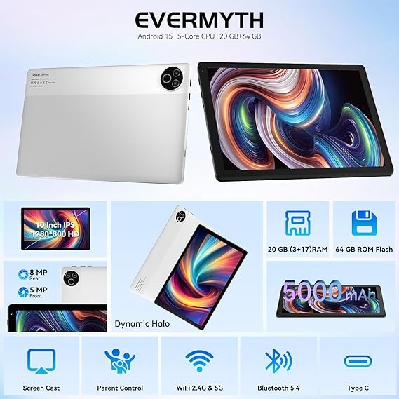 10.1 inch Android 14 Tablet 16+64GB Touchscreen Hexa-core Processor Wi-Fi IPS