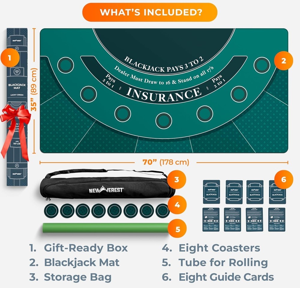 Professional Blackjack Table Layout - 70" x 35"