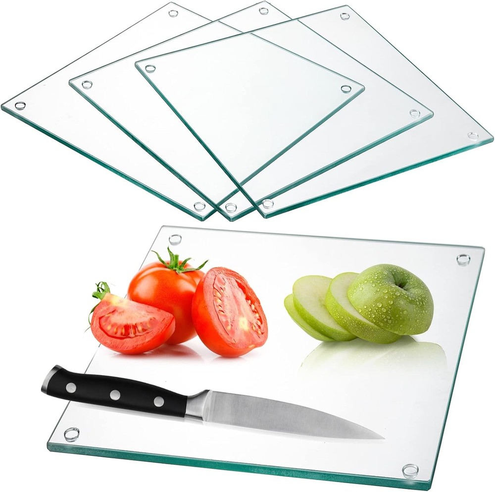 Tempered Glass Cutting Board, 10" Small Square Chopping Board with