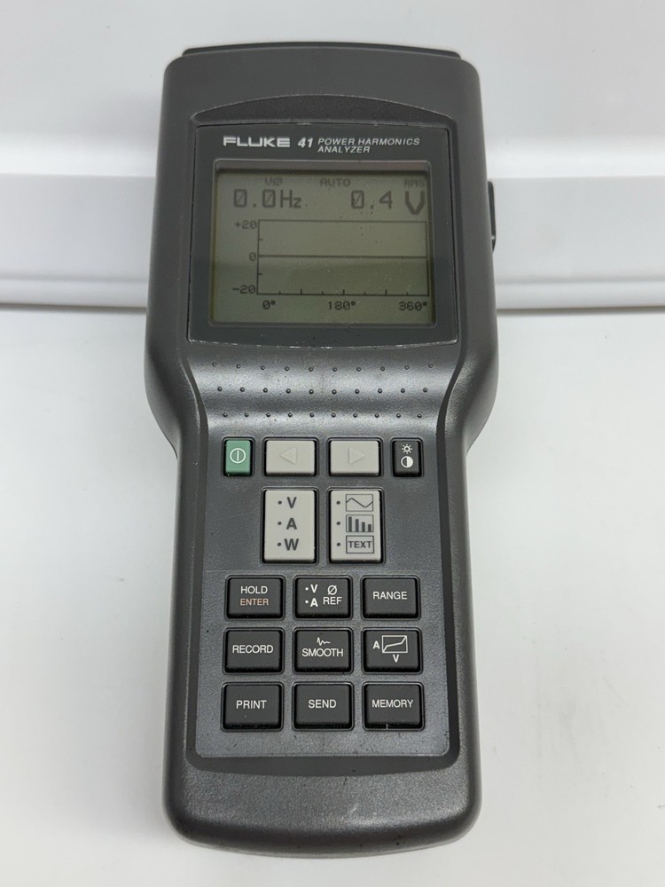 Fluke 41 Power Harmonics Analyzer Meter - Powers on - Cables Manual Floppy Disc
