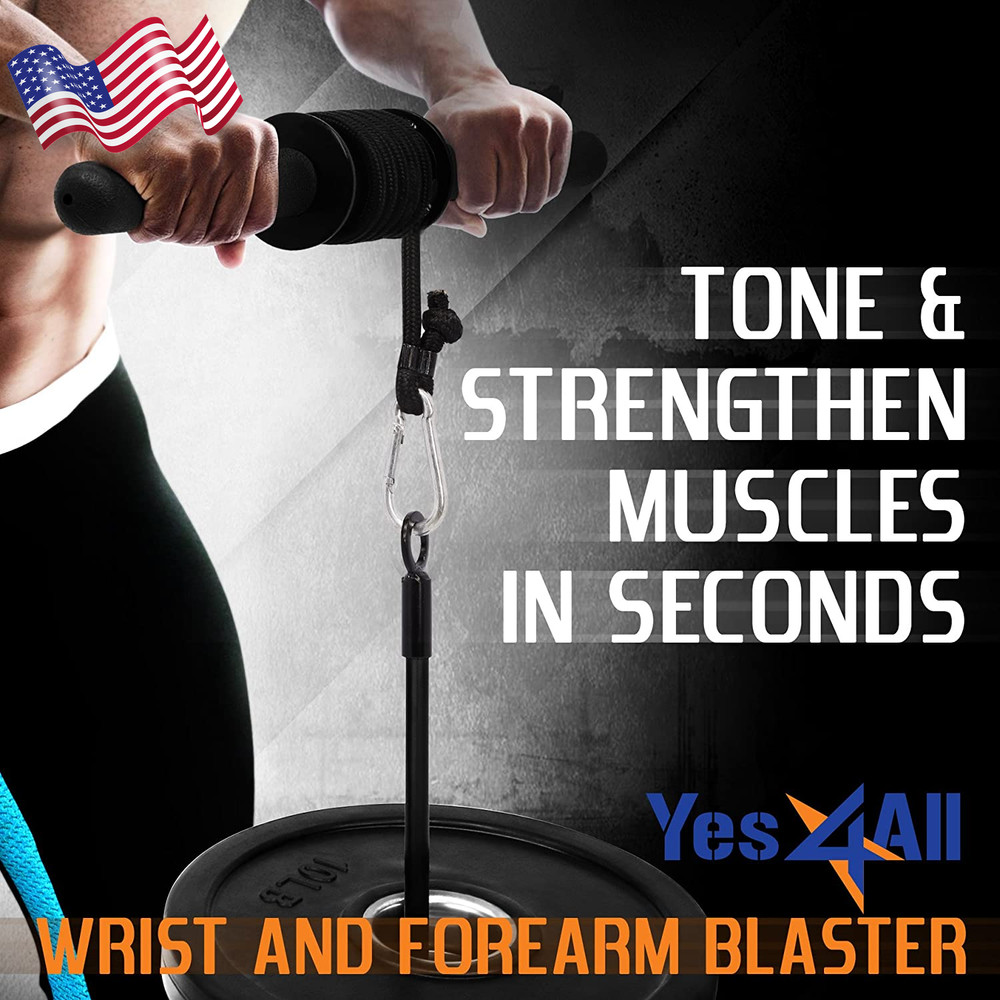 Wrist & Forearm Roller for Workout Training Standard Olympic Plates FREE SHIP