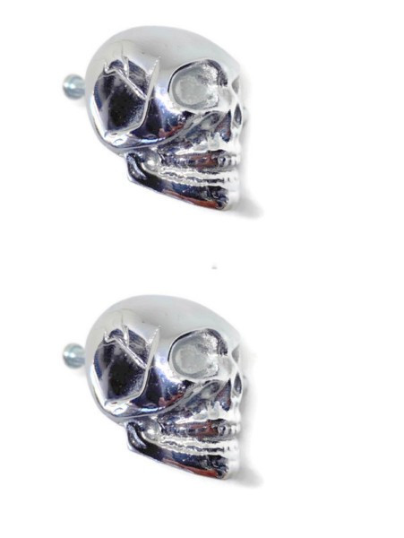 2 medium Skull hardware cabinet Drawer 1.1/2" Gothic Finger Pull Solid Brass