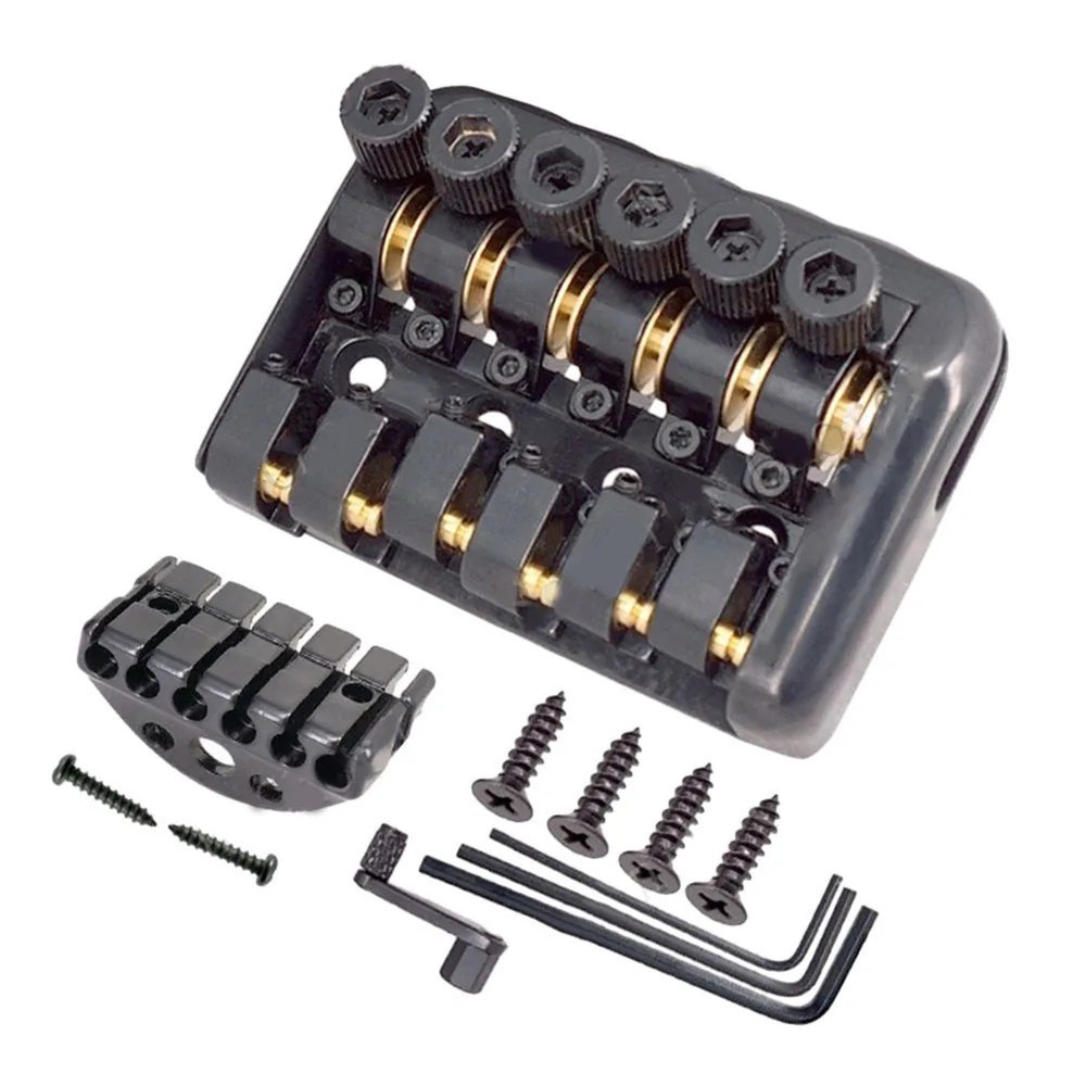 Fixed Bridge Tailpiece for Headless Electric Guitars 6 String with Lock Nut