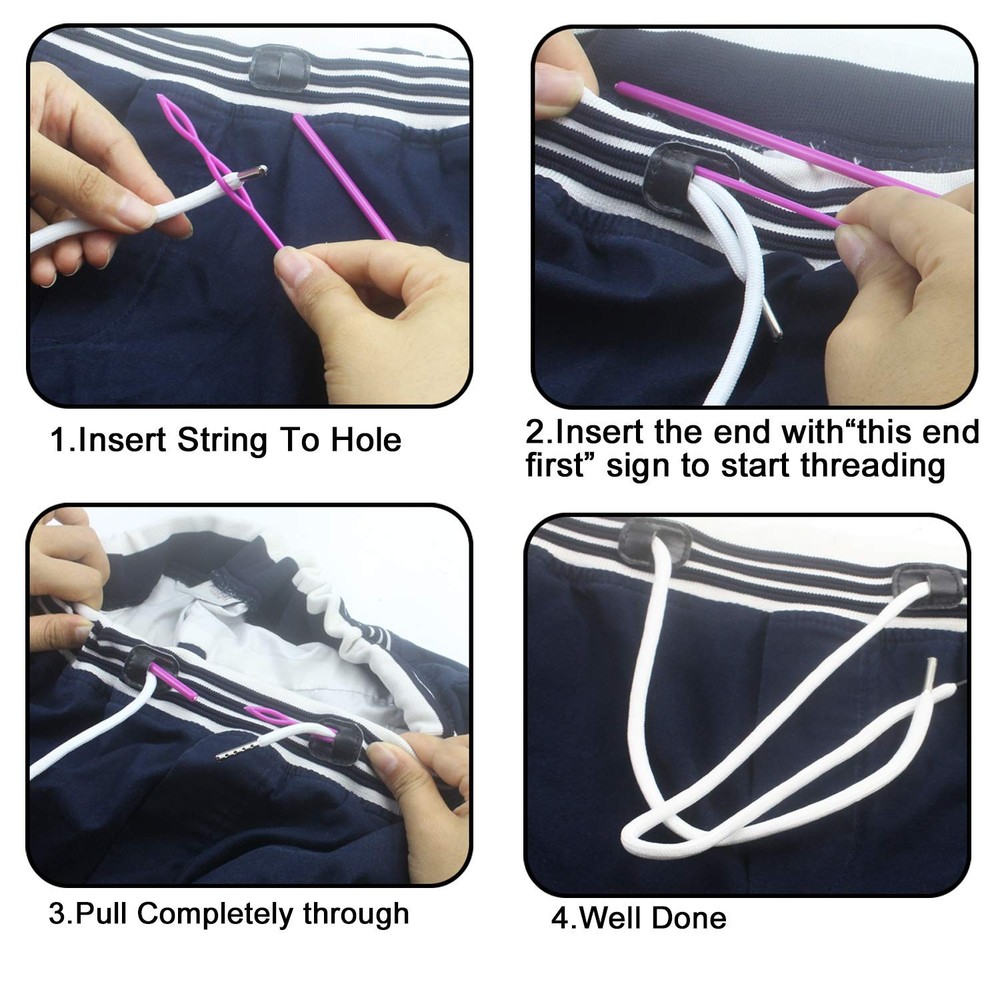 8 Pieces Drawstring Cords Replacement Drawstrings with Easy Threaders for Swe...