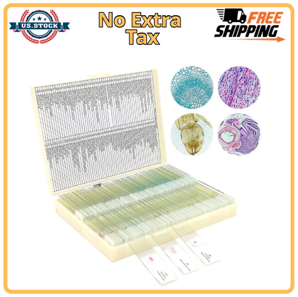 120 Microscope Slides with Specimens for Kids, Prepared Microscope Slides for Ki