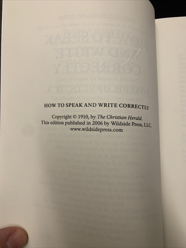 How to Write and Speak Correctly, Joseph Devlin,