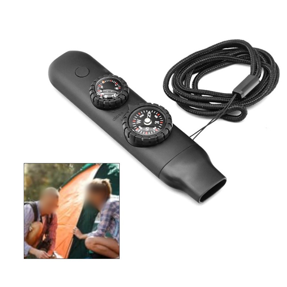 Multi functional 7 in 1 Whistle with LED Light For Compass for Camping Gear
