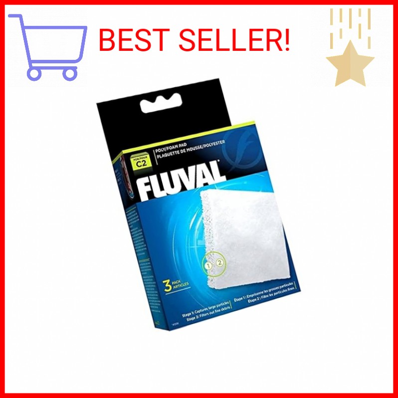 Fluval C2 Poly Foam Pad, Replacement Aquarium Filter Media, 3-Pack, White