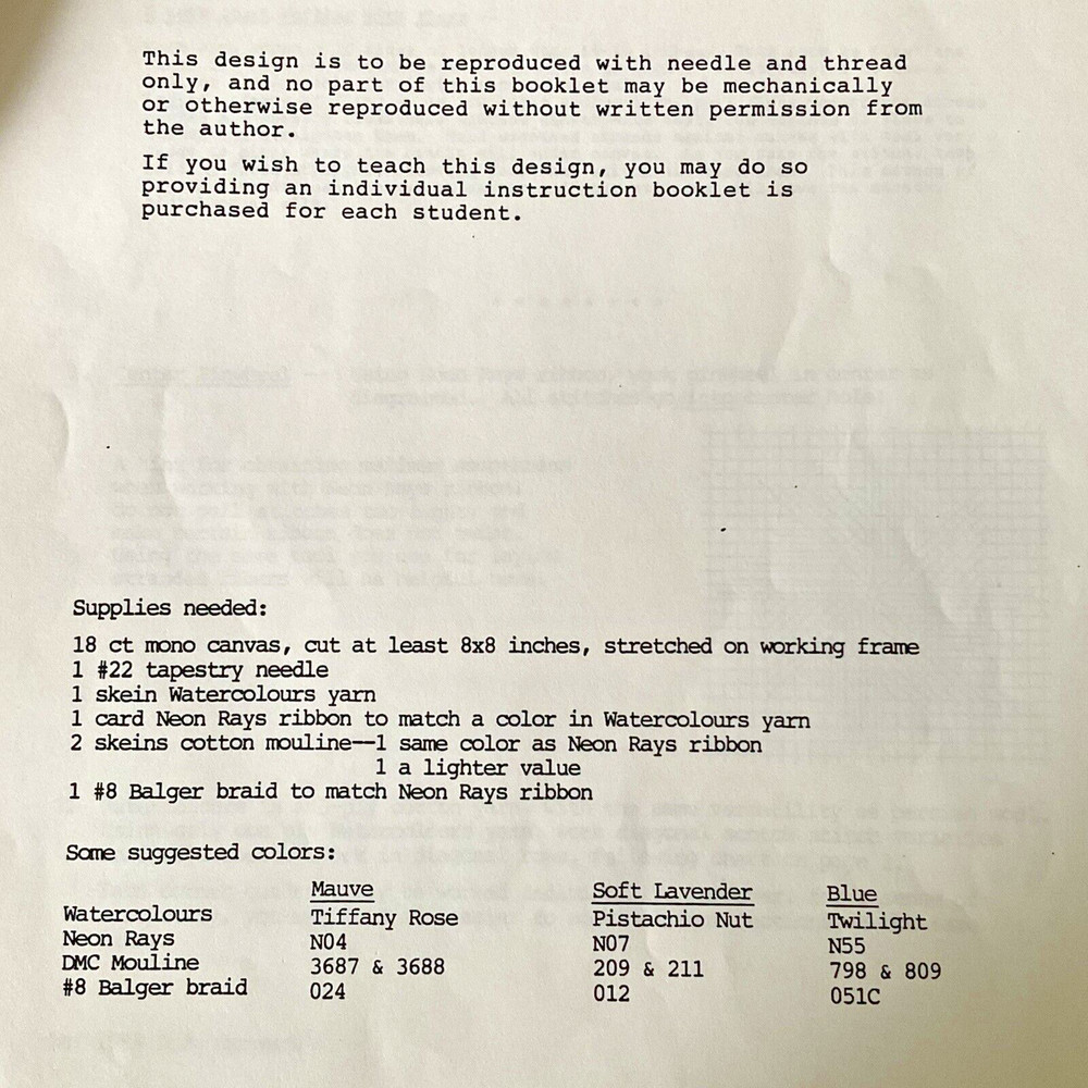 Jody Gergens Needlepoint Pattern Pinwheel Designed for 18 Count Mono Canvas